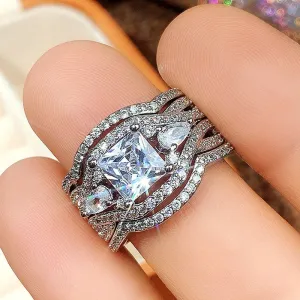 3PC Sapphire Wedding Ring Set for Women Engagement Jewelry