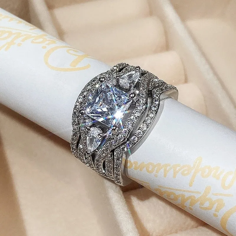 3PC Sapphire Wedding Ring Set for Women Engagement Jewelry