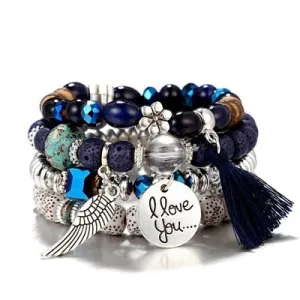 4pcs Bohemian Wing Tassel Bracelet Set