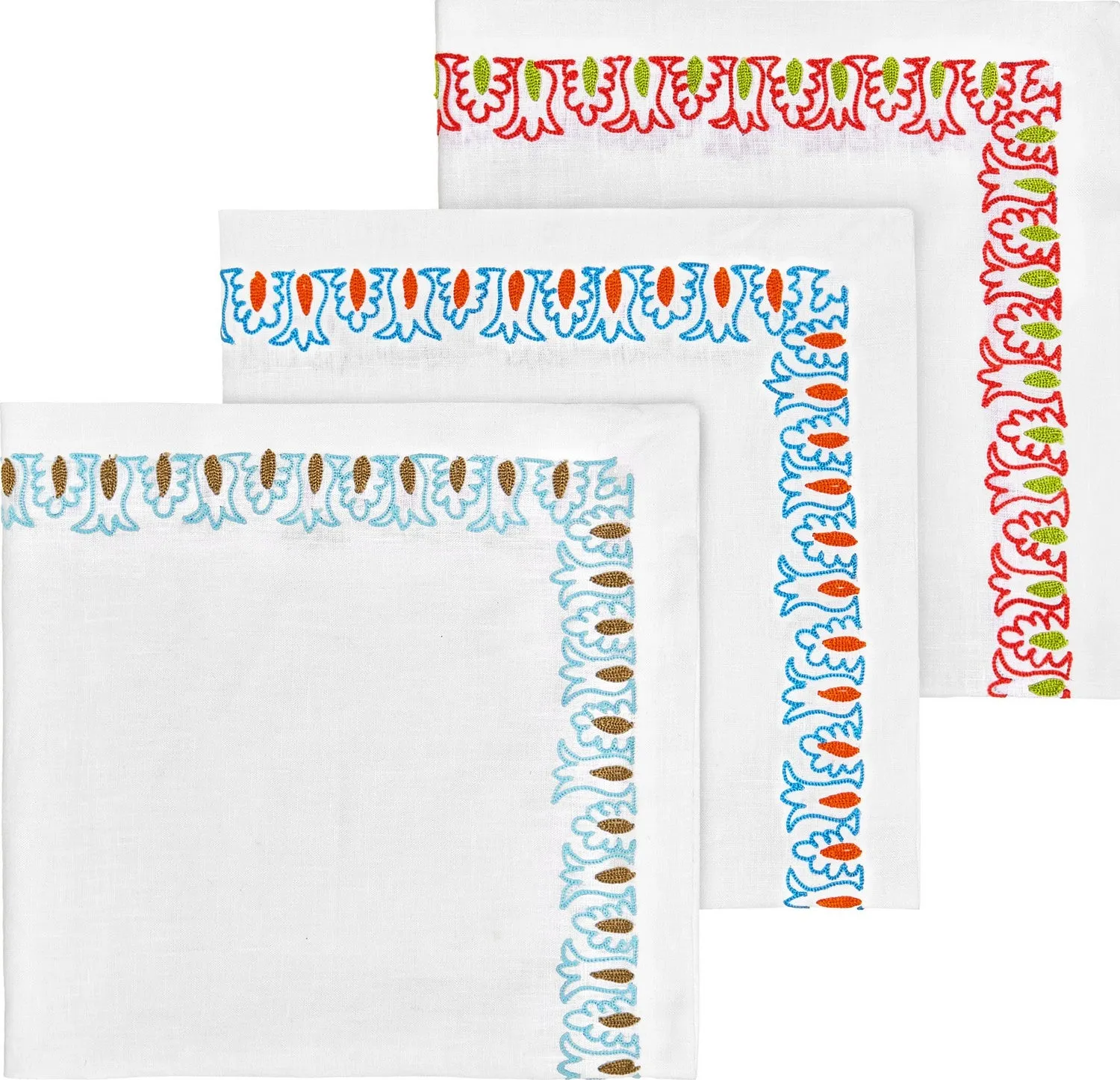 6 LINEN NAPKINS CLASSIC FLOWER DESIGN