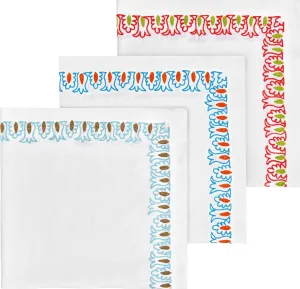 6 LINEN NAPKINS CLASSIC FLOWER DESIGN