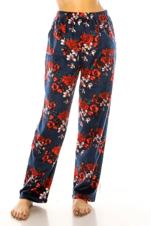 80139P 6 Piece Cozy & Stylish Loungewear for Women Flower Print Fleece Pants