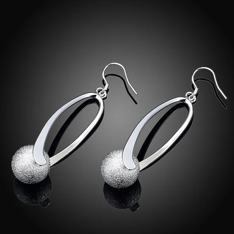 925 Sterling Silver Geometric Drop Earrings