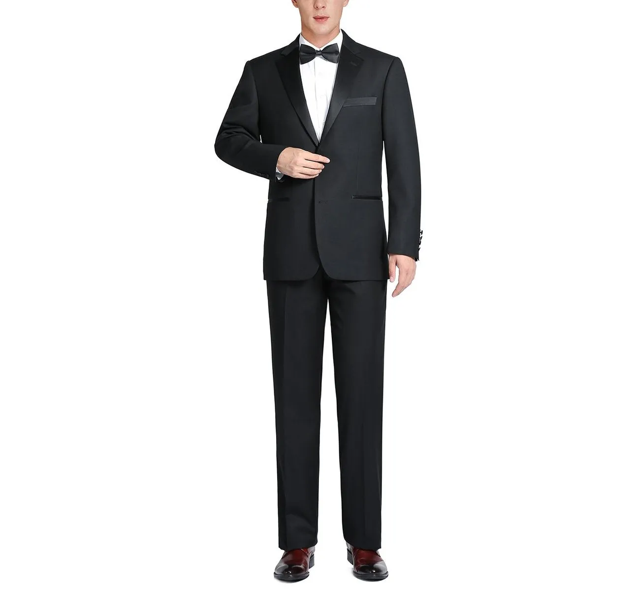 Alessandro Vitello by Renoir Satin Classic Fit Notched Lapel 2-Piece Tuxedo Suit RI201-1