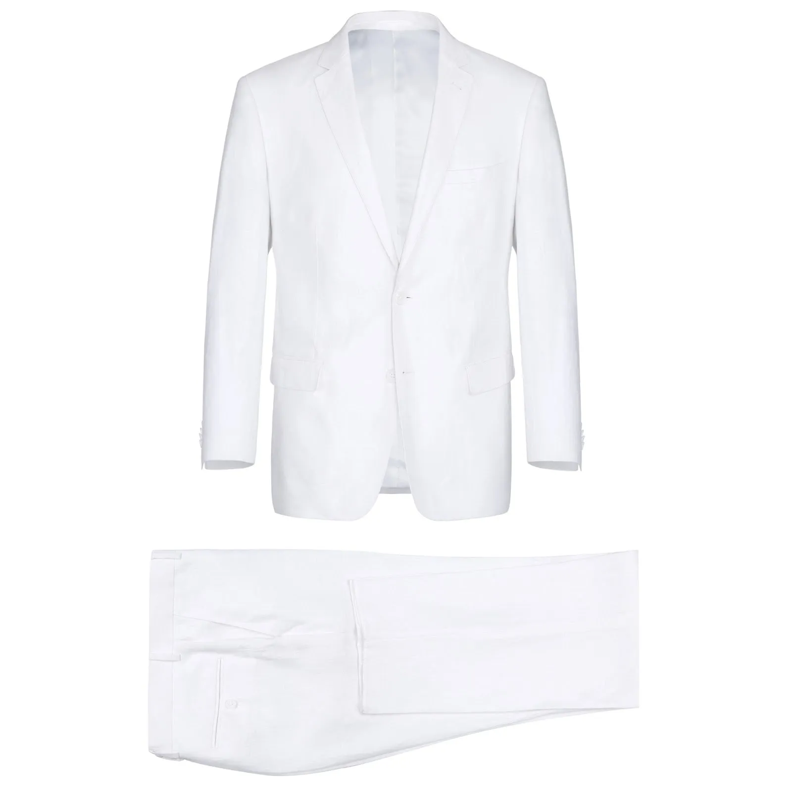 Alessandro Vitello by Renoir White Classic Fit Notch Lapels Solid Linen Suit 601-20