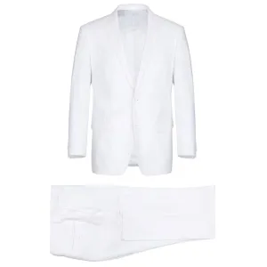 Alessandro Vitello by Renoir White Classic Fit Notch Lapels Solid Linen Suit 601-20