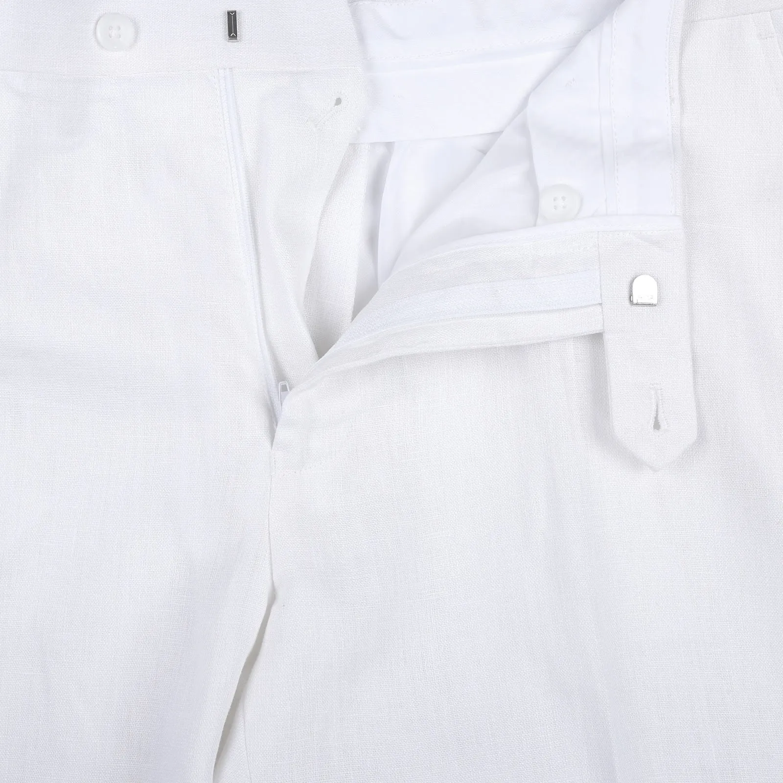 Alessandro Vitello by Renoir White Classic Fit Notch Lapels Solid Linen Suit 601-20
