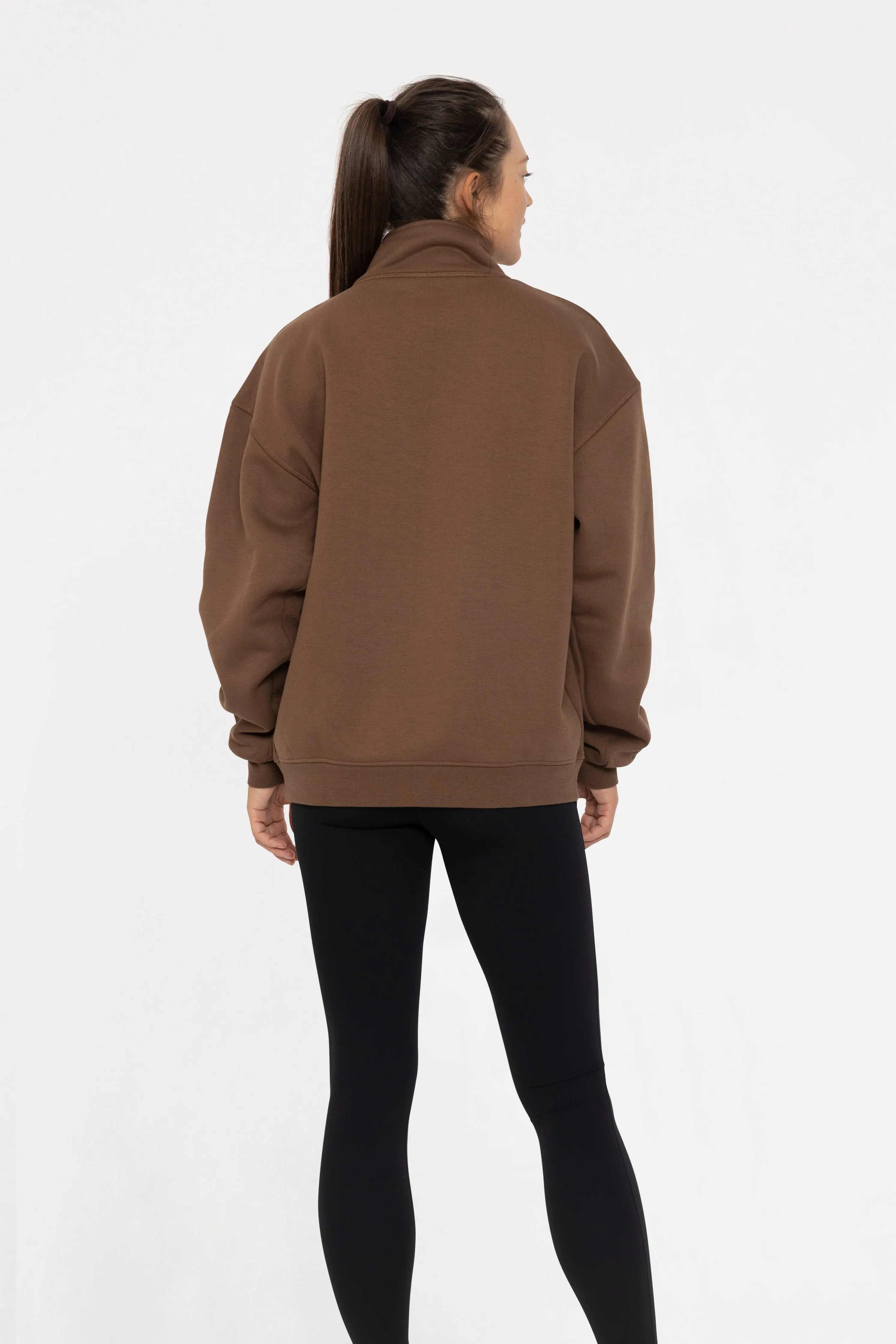 Allison Mock Neck Pullover Sweater Brown