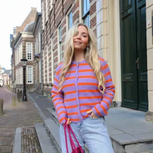 Alpaca vest paars oranje