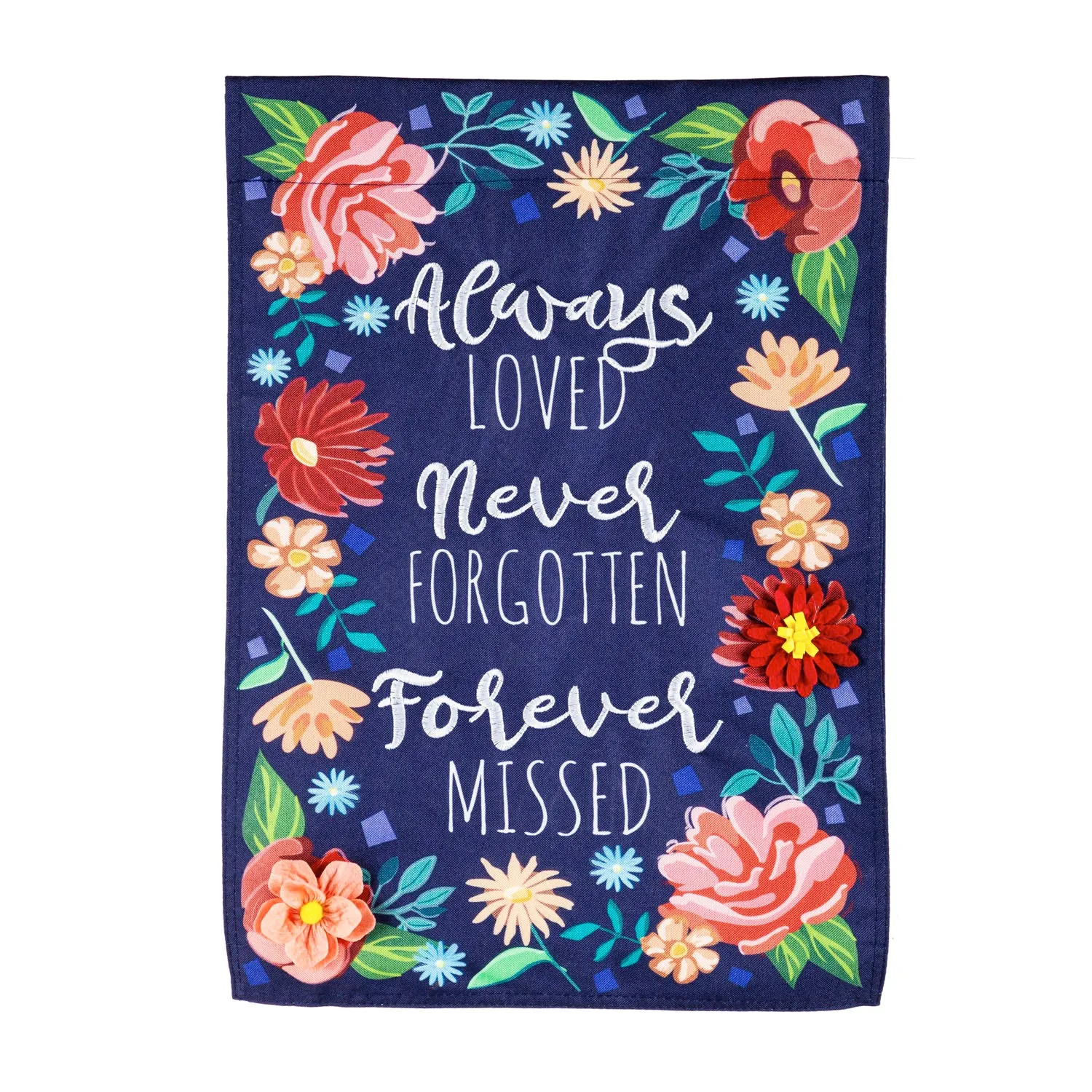 Always Loved Forever Missed Garden Linen Flag,14l10157
