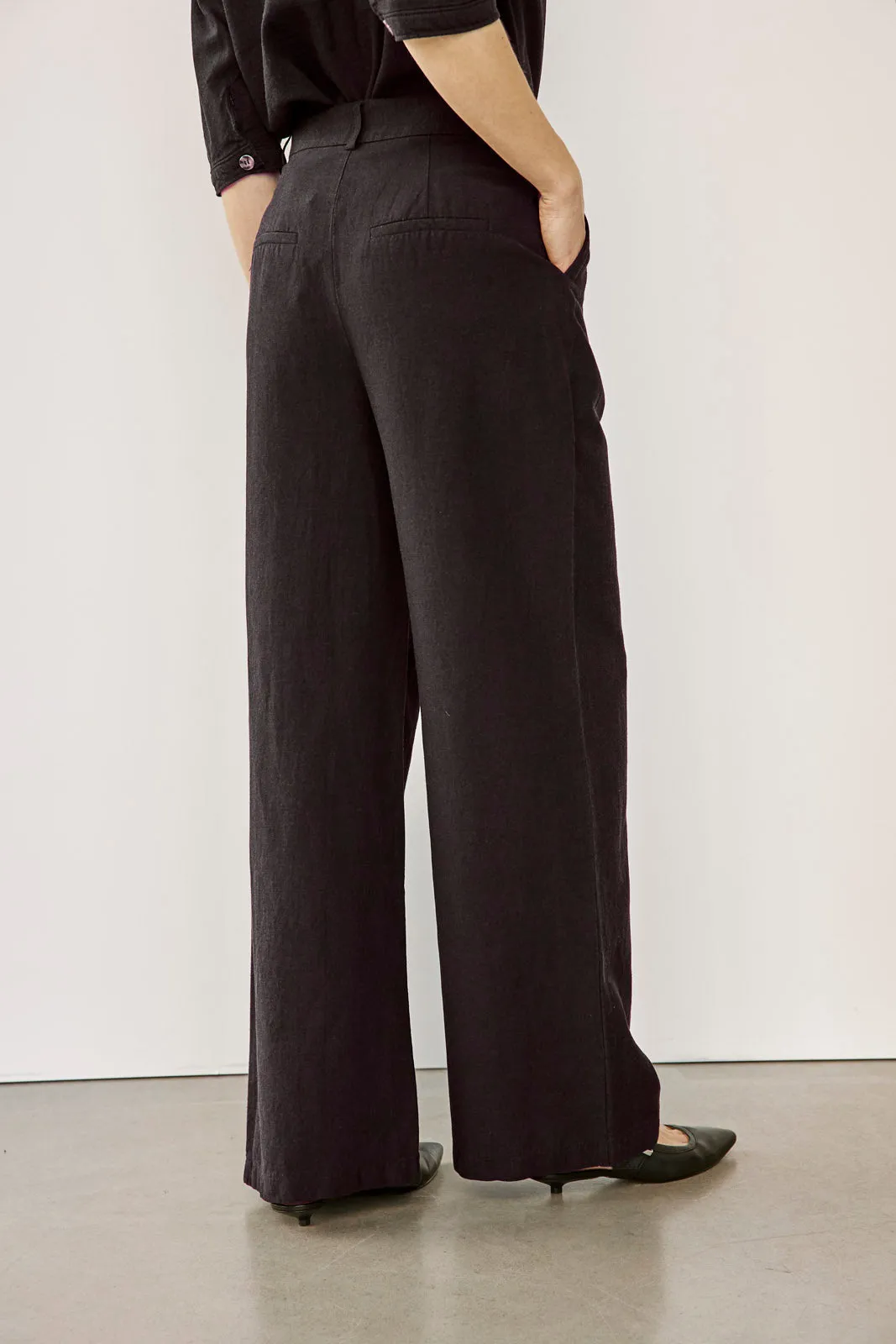 Antonia Wide Pleated Pants - Black