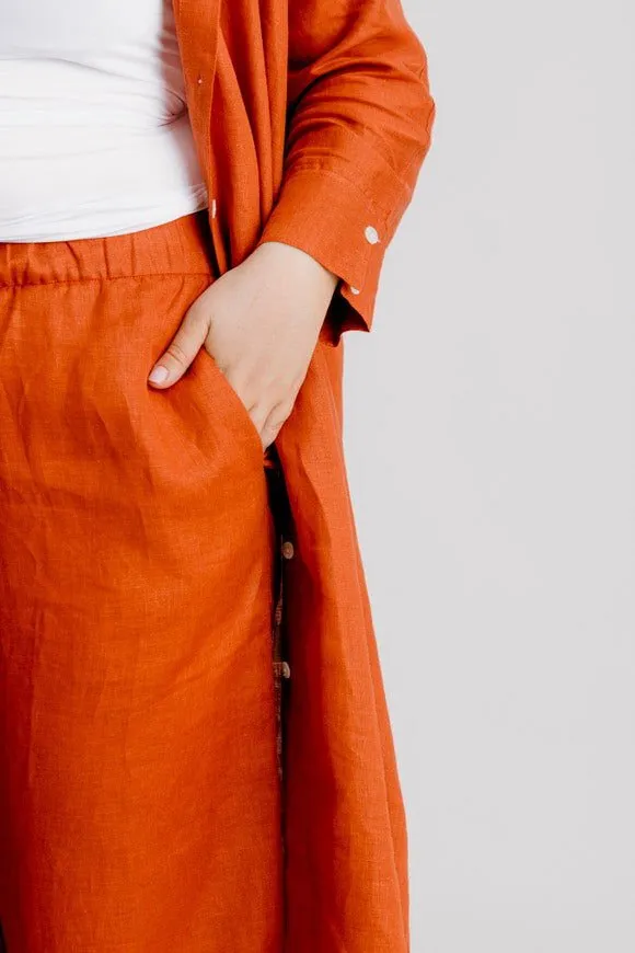 Bardot Linen Pant - Rust
