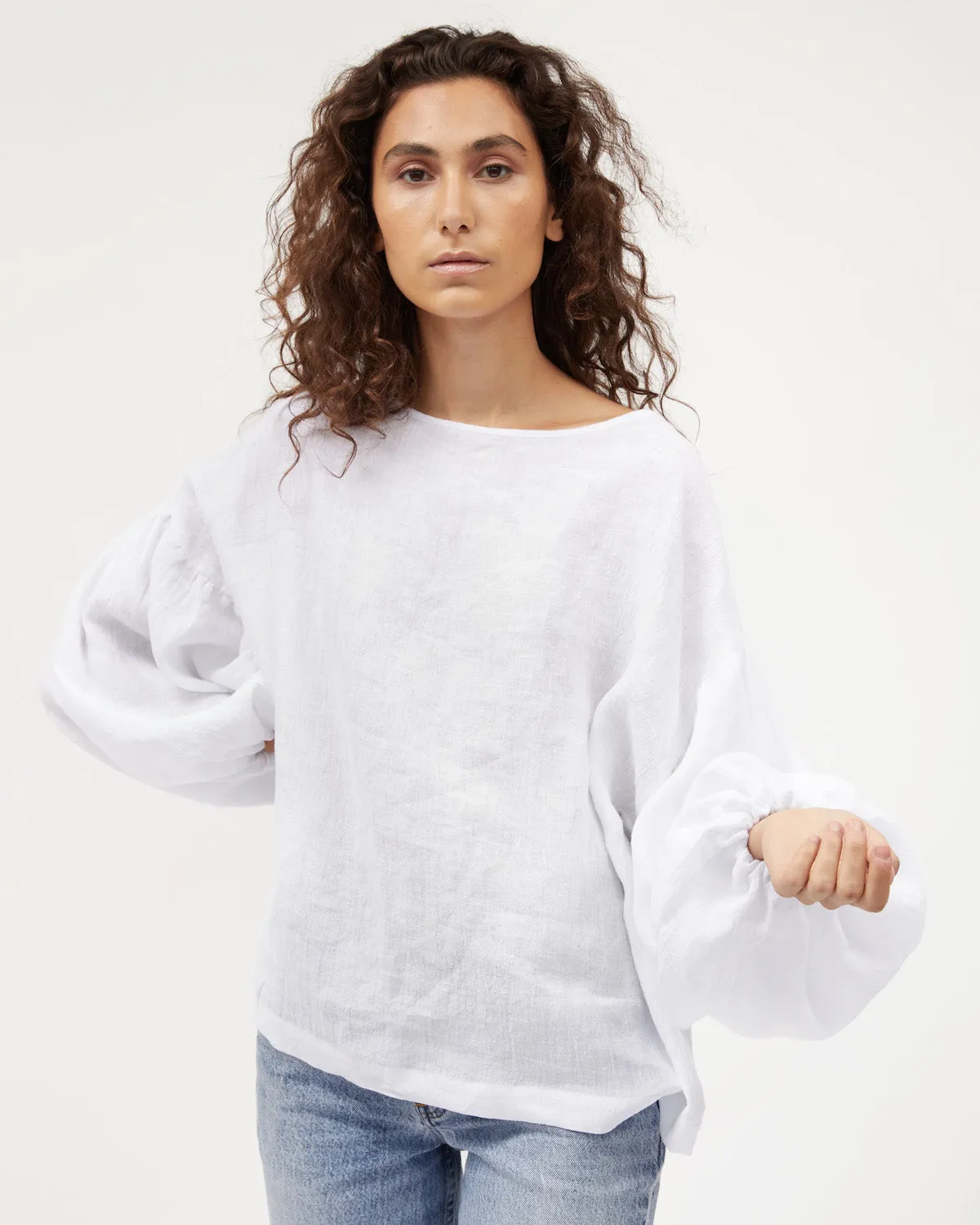 Bella Blouse | White Linen