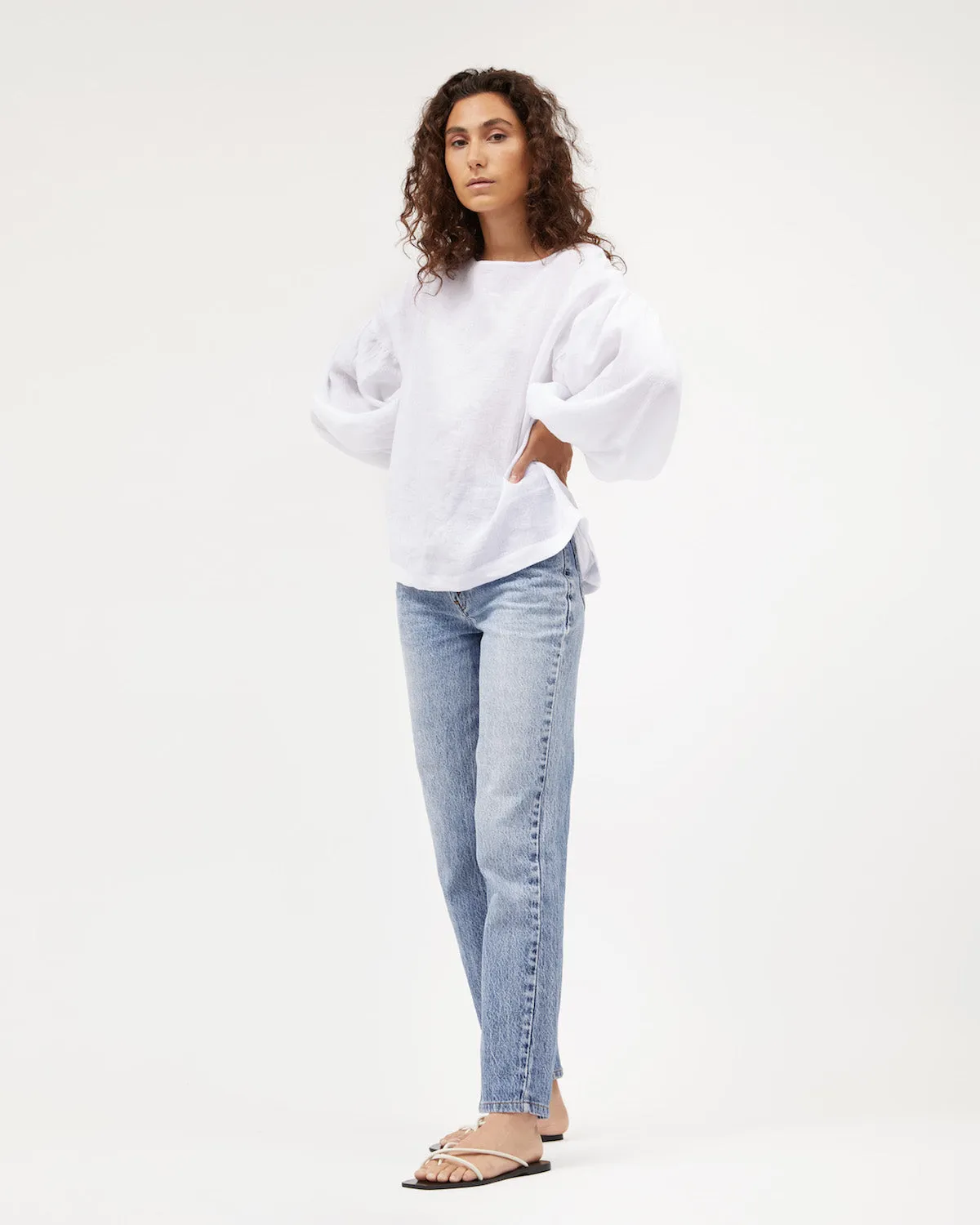 Bella Blouse | White Linen
