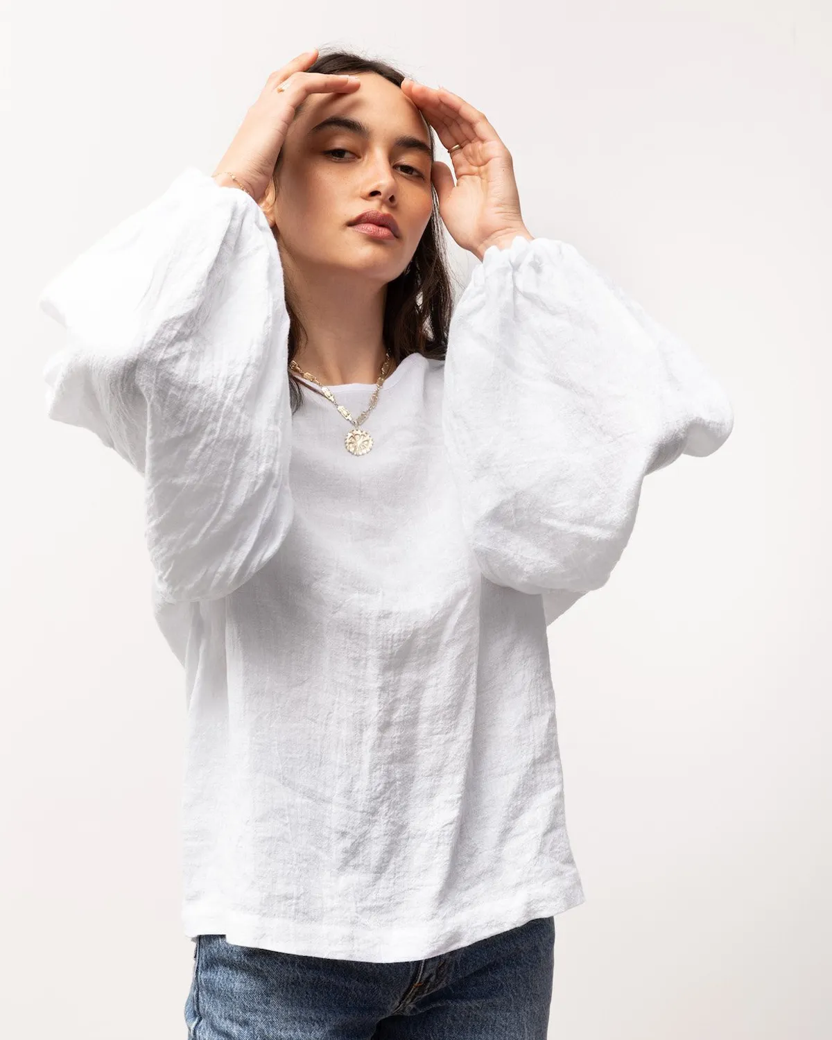 Bella Blouse | White Linen
