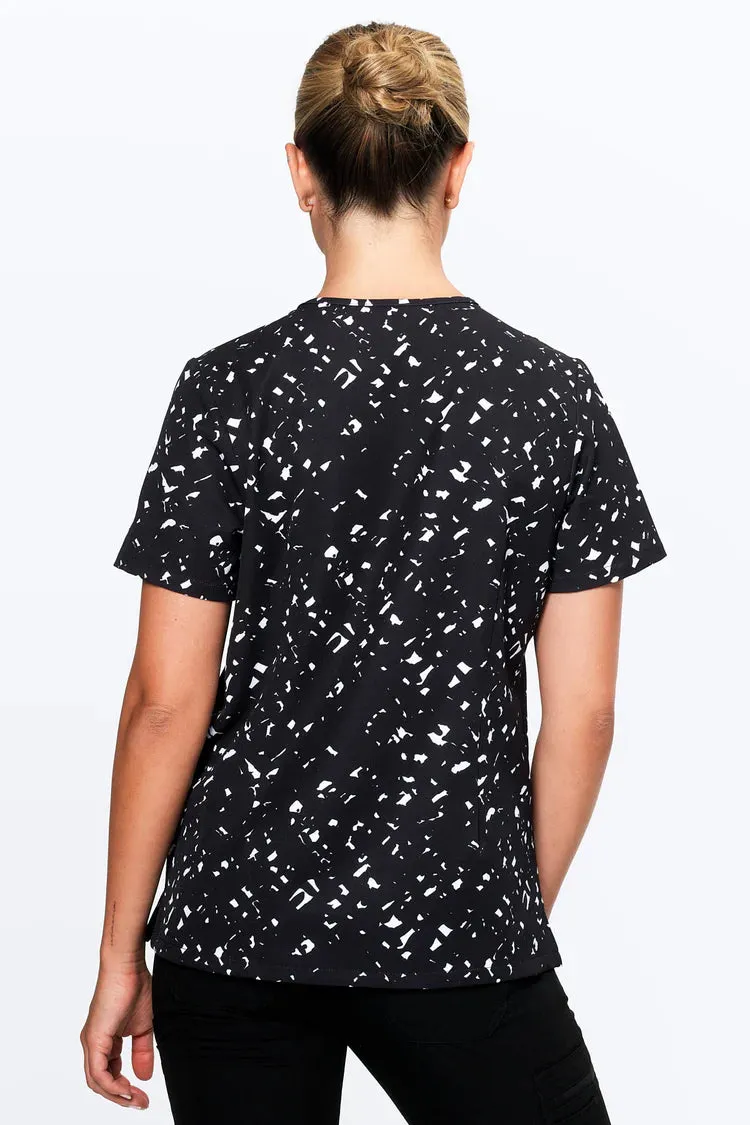 Black & White Confetti - Women's Scrub Top