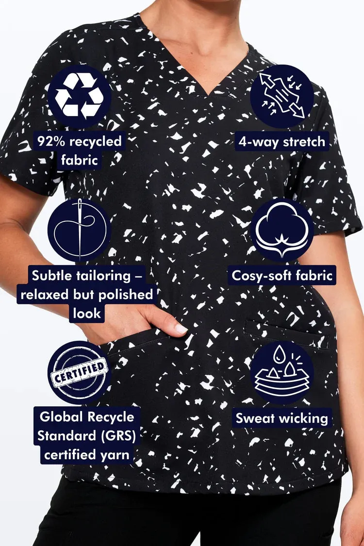 Black & White Confetti - Women's Scrub Top
