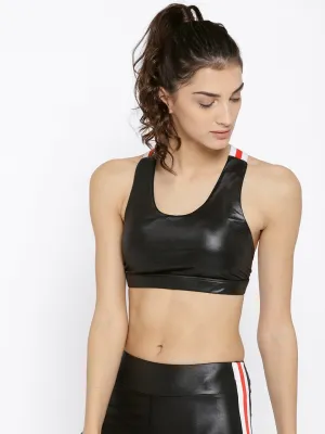 Black Solid Non-Wired Lightly Padded Coated Sports