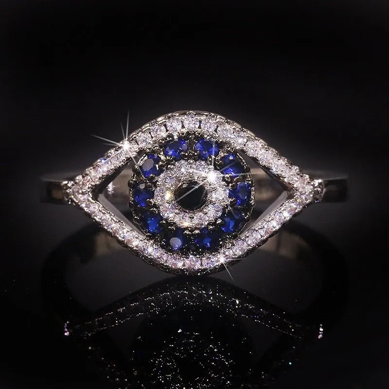 Blue Gemstone Ring Charm Zircon Silver Wedding For Women Jewelry