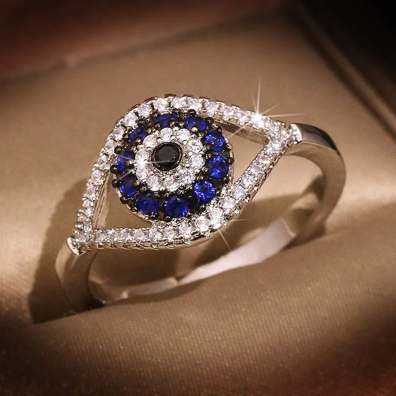 Blue Gemstone Ring Charm Zircon Silver Wedding For Women Jewelry