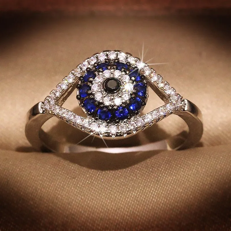 Blue Gemstone Ring Charm Zircon Silver Wedding For Women Jewelry