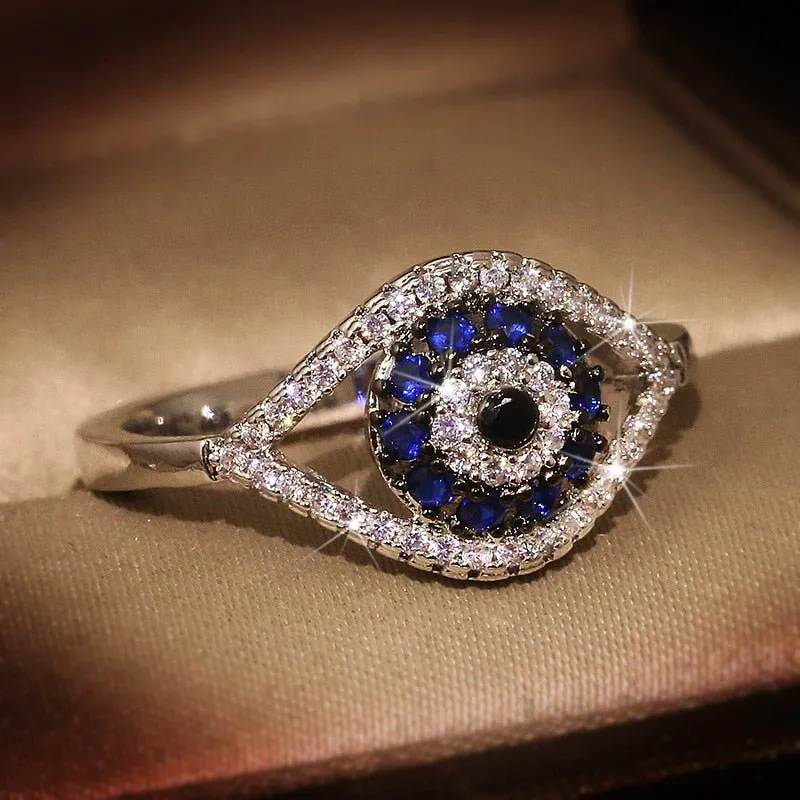 Blue Gemstone Ring Charm Zircon Silver Wedding For Women Jewelry