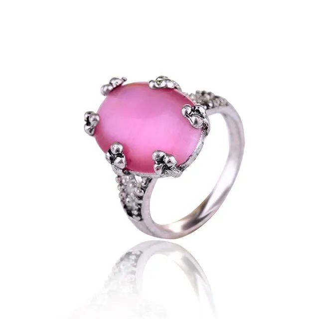 Blue Topaz Gemstone Ring for Women Elastic Engagement Jewelry