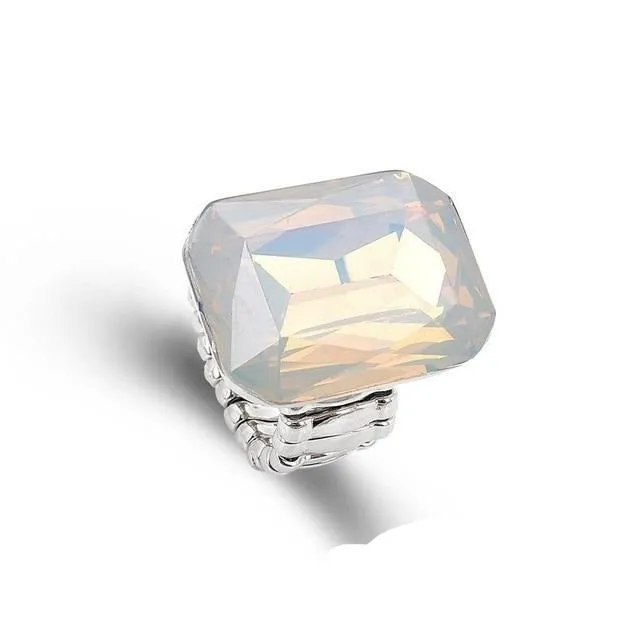 Blue Topaz Gemstone Ring for Women Elastic Engagement Jewelry