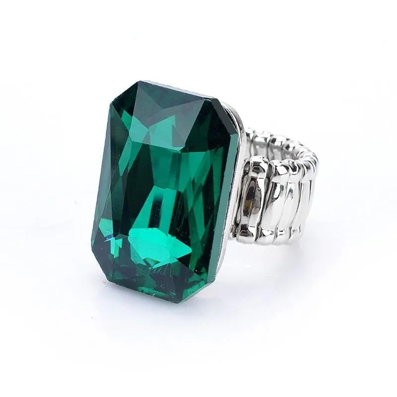 Blue Topaz Gemstone Ring for Women Elastic Engagement Jewelry