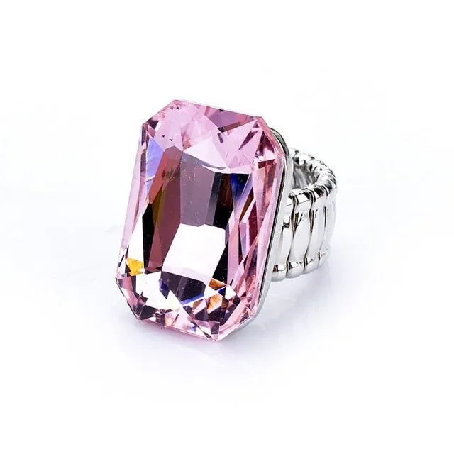 Blue Topaz Gemstone Ring for Women Elastic Engagement Jewelry