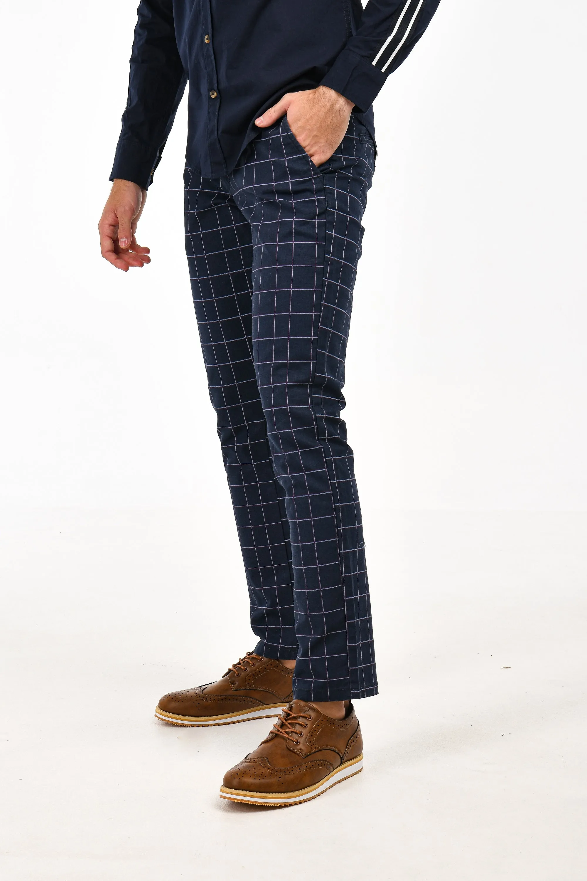 Blue Windowpane Pants