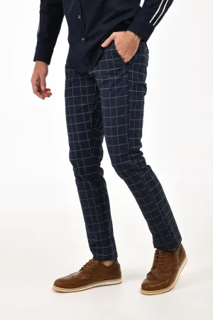 Blue Windowpane Pants