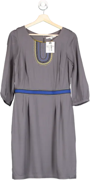 Boden Pewter Carla Embroidered detail Tunic Dress UK 10 L