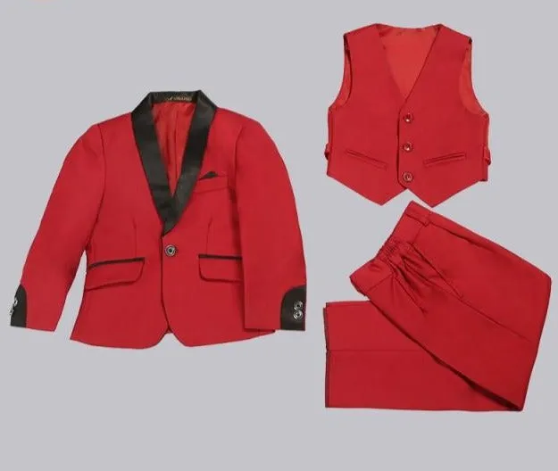 Boys 3pcs Classic Tuxedo Suits Blazer Vest Pants Sets
