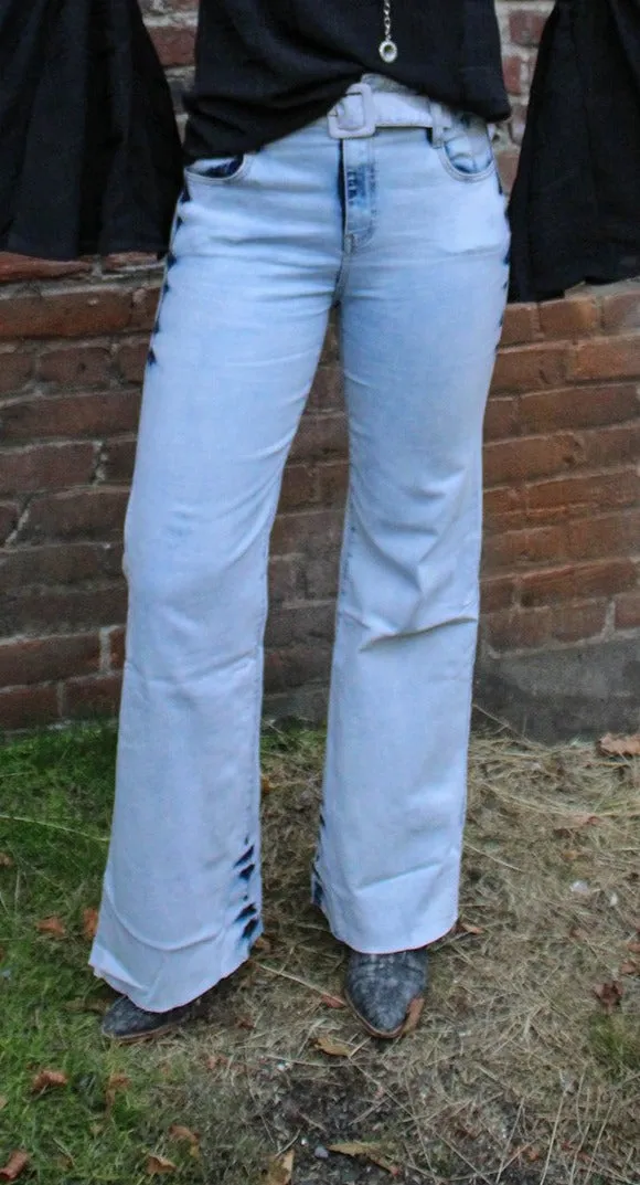 Brenda Belted wide leg denim