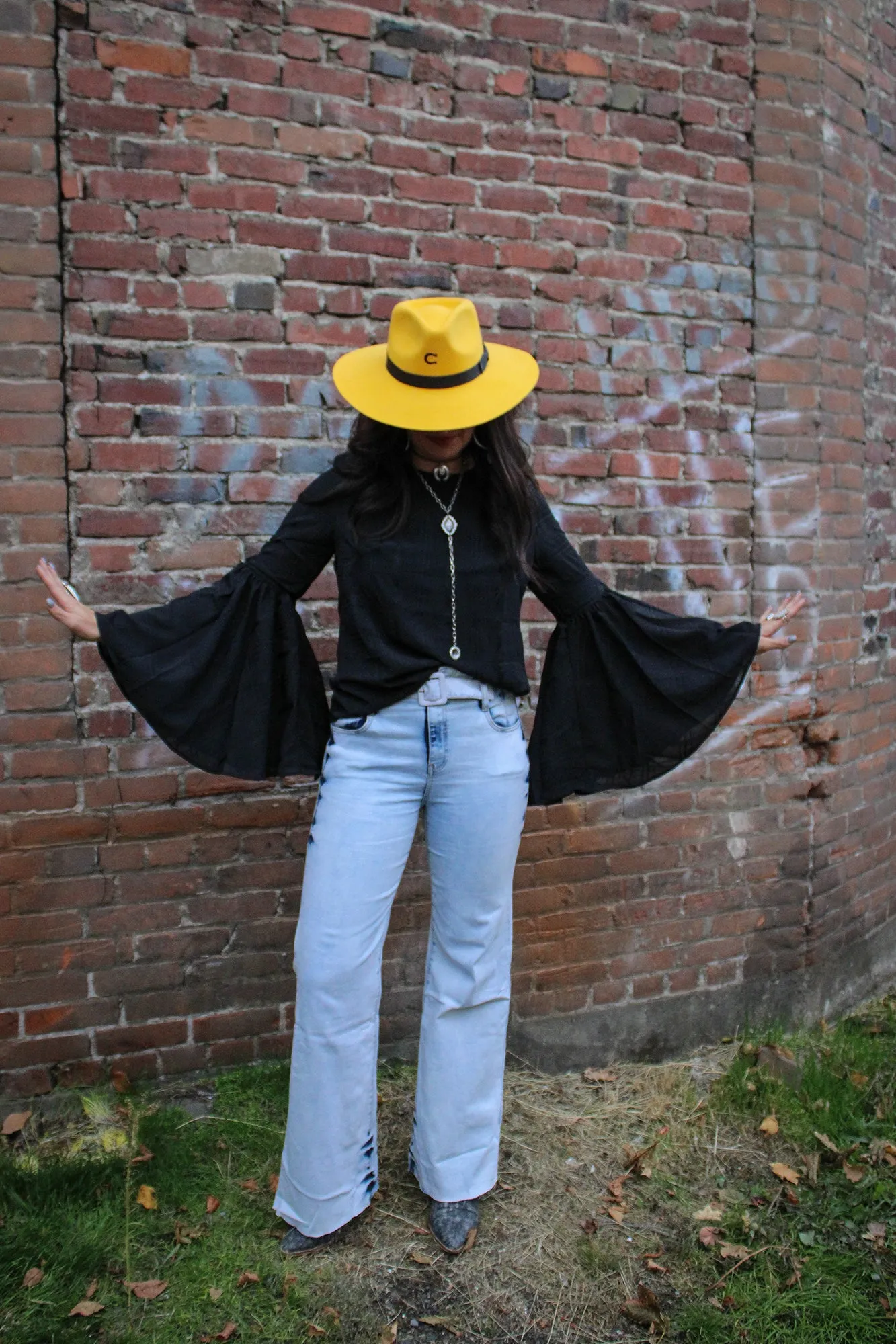 Brenda Belted wide leg denim