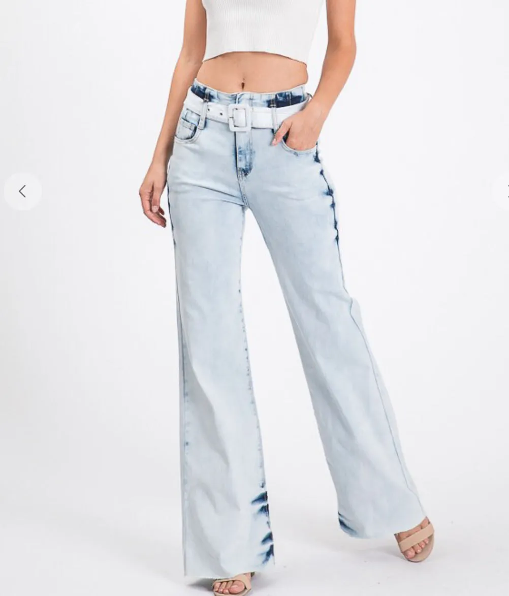 Brenda Belted wide leg denim