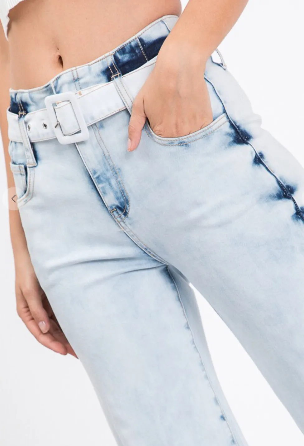 Brenda Belted wide leg denim