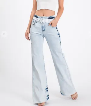 Brenda Belted wide leg denim