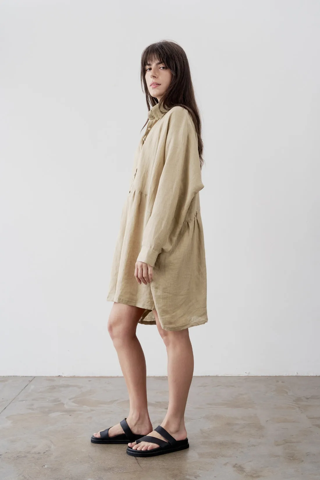 Byron Oversized Shirt Dress Ice Coffee