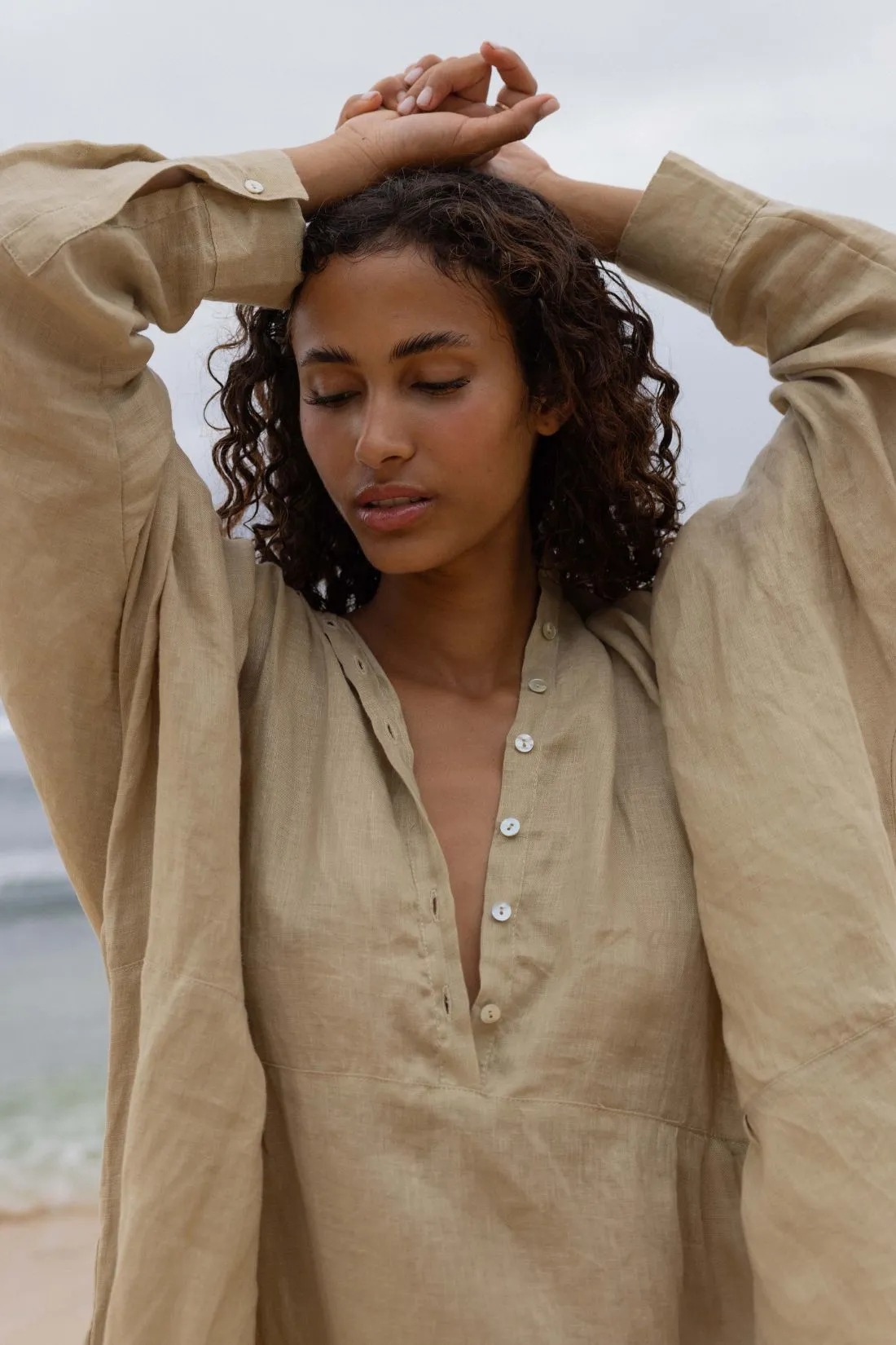 Byron Oversized Shirt Dress Ice Coffee