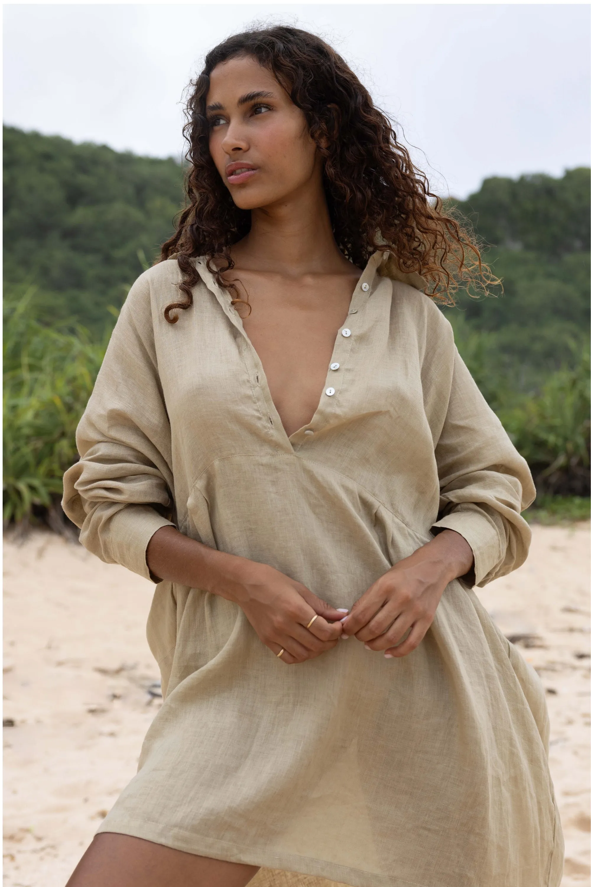 Byron Oversized Shirt Dress Ice Coffee