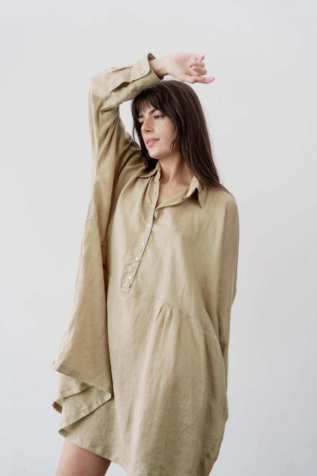 Byron Oversized Shirt Dress Ice Coffee