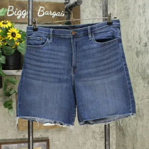 Calvin Klein Jeans Women's Stretch Roll Cuff Denim Shorts Midtone Blue 12
