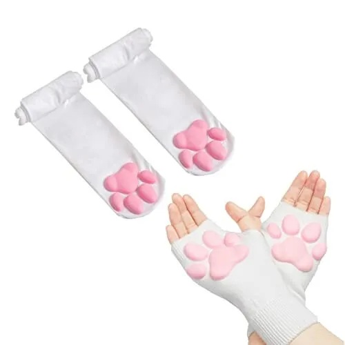 Cat Paw Socks | Cat Paw Gloves | Cosplay Stockings | Knee High Socks | Thigh High Socks | Womens Gloves | 3D Cat Paw Socks | Cute Socks