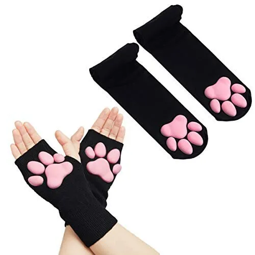 Cat Paw Socks | Cat Paw Gloves | Cosplay Stockings | Knee High Socks | Thigh High Socks | Womens Gloves | 3D Cat Paw Socks | Cute Socks