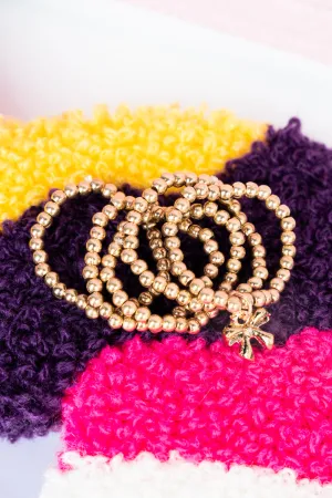 Charming Coquette Goldtone Beaded Ring Set