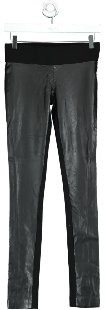 Club Monaco Black Leather-Panelled Leggings UK 4
