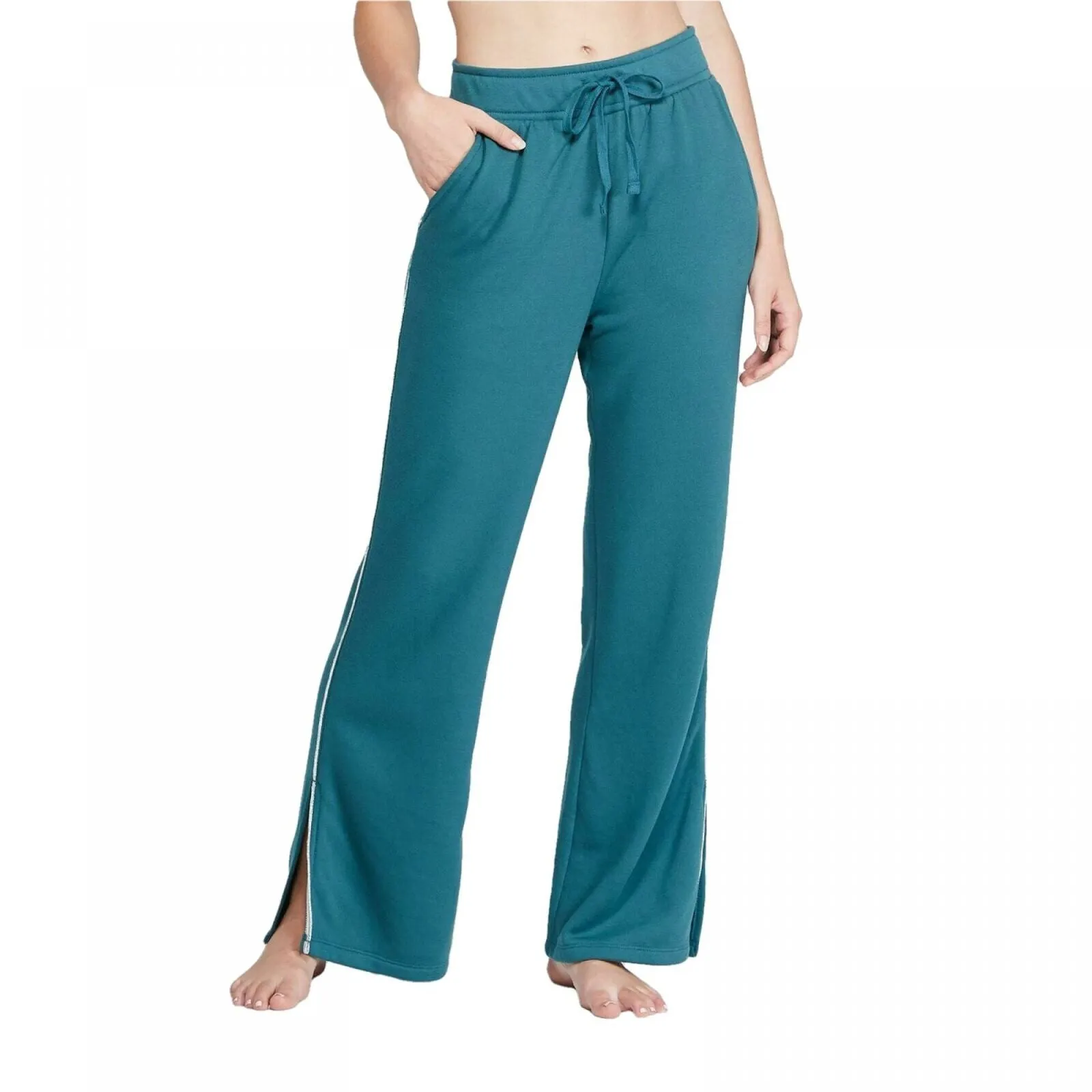 Colsie Women's Fleece Wide Leg Lounge Pant With Side Slit