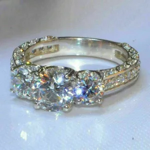 Dazzling Silver Engagement Ring Women Zircon Wedding Jewelry